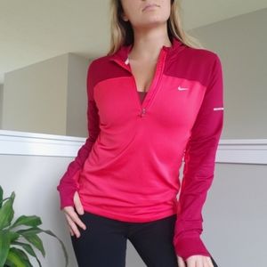 Nike Dri Fit Running Half Zip Hooded Sweatshirt Small